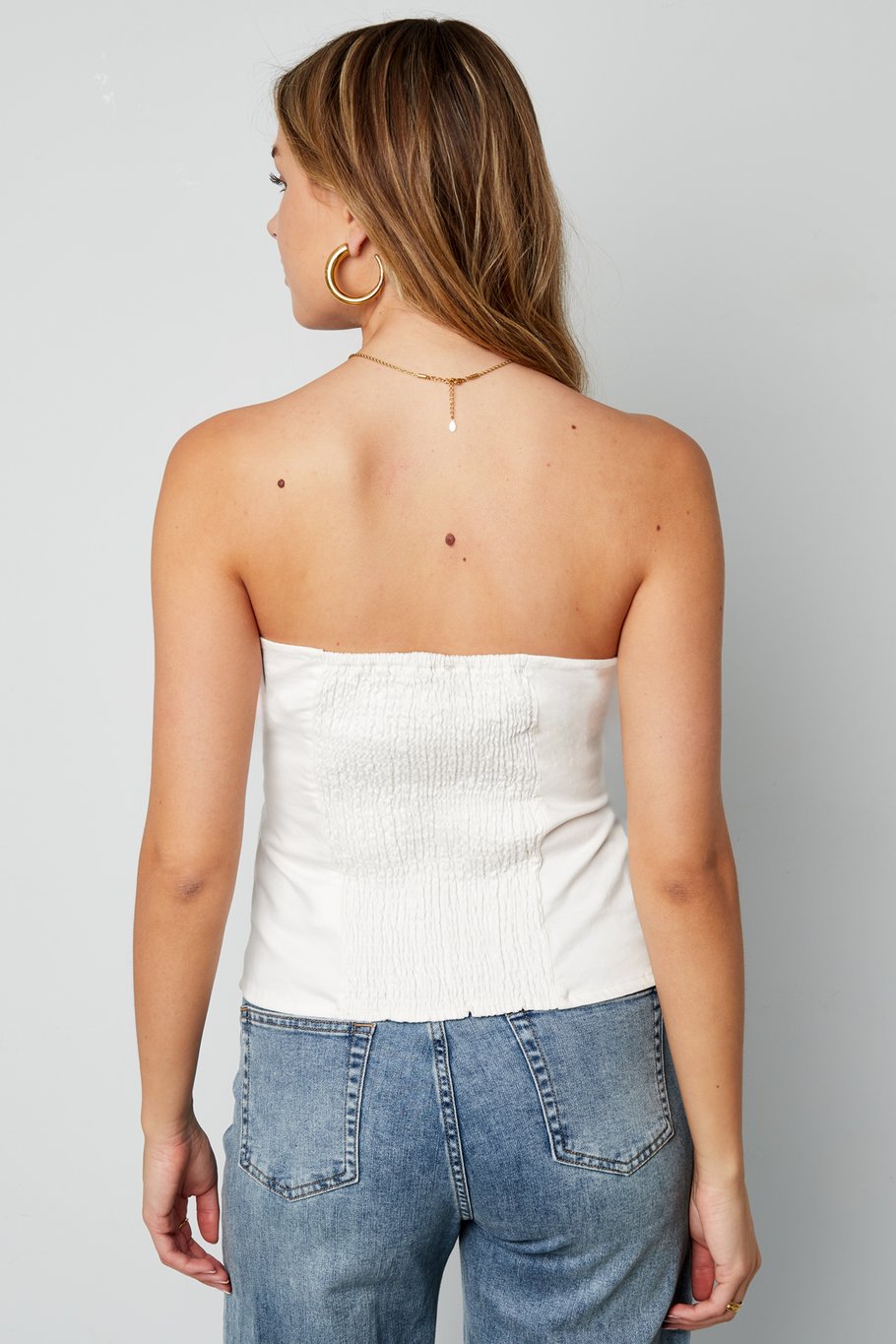 Denim white corset top