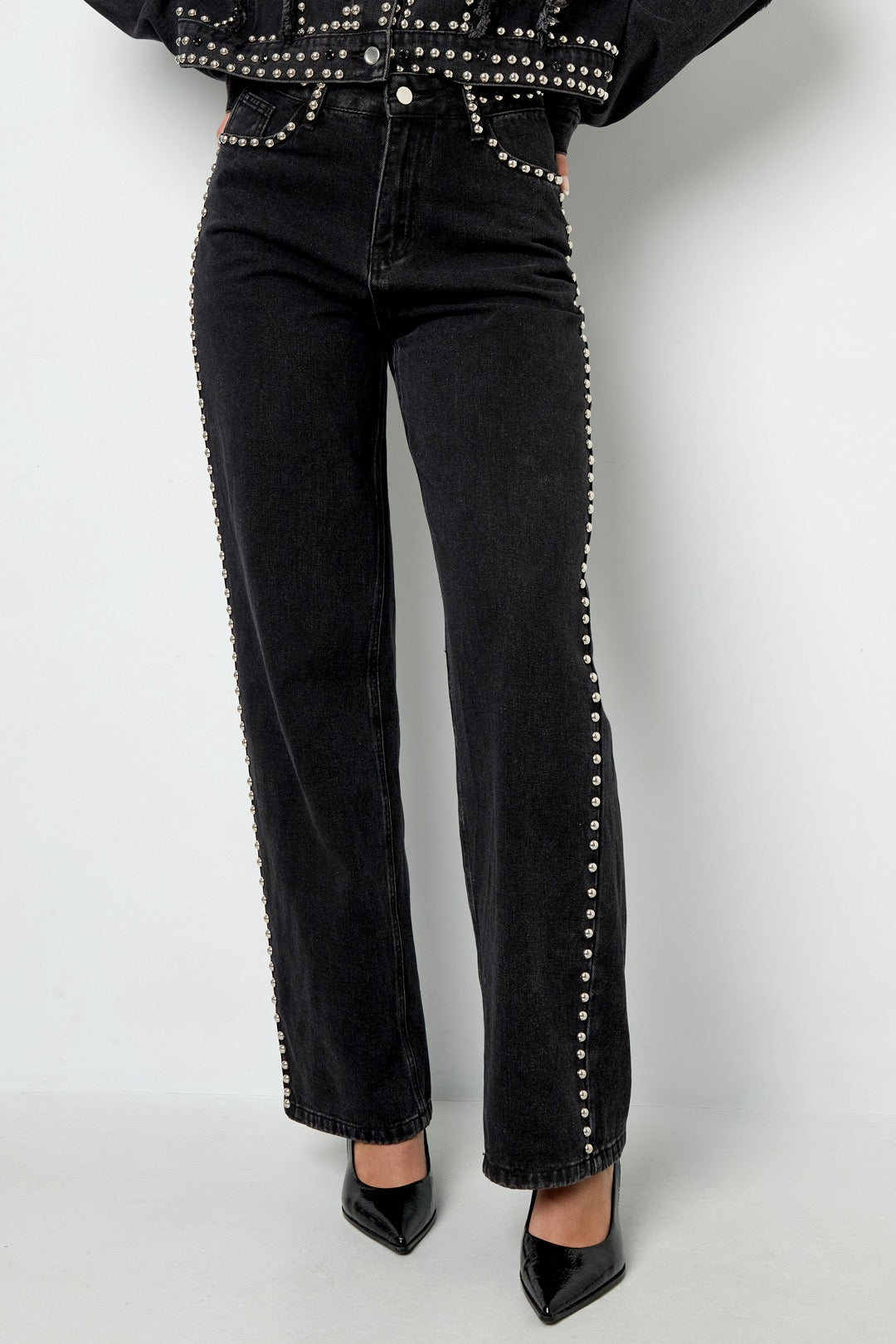 Studded jeans - black