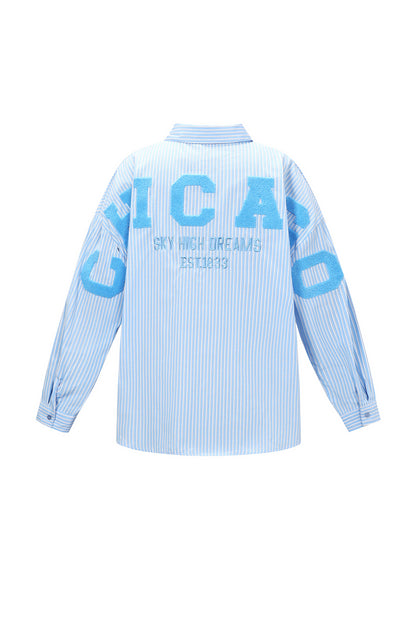 Geweven Katoen Vrouwen Overhemd Casual Letters