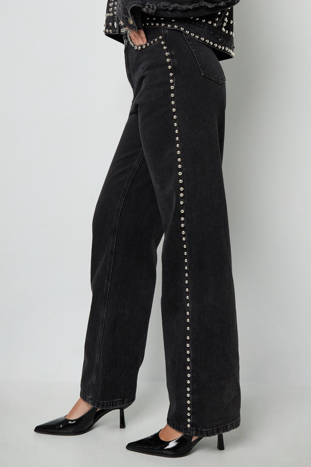 Studded jeans - black
