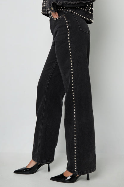 Studded jeans - black
