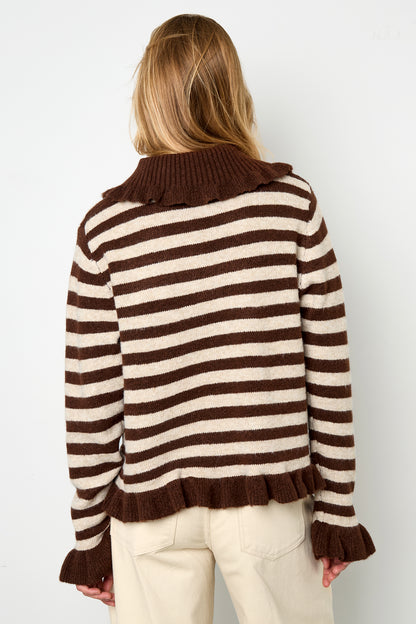 Gebreide Polyestervezel Vrouwen Cardigan Casual Strepen