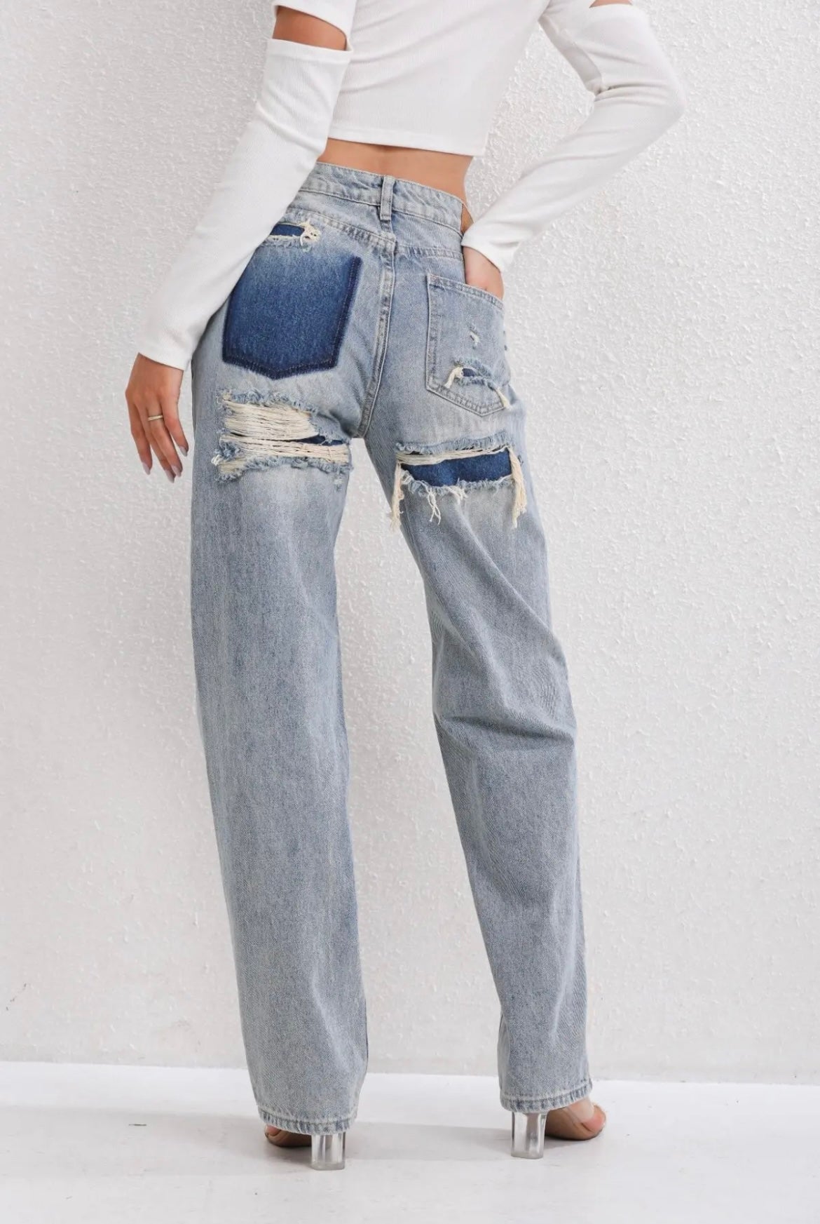 Indigo straight leg jeans