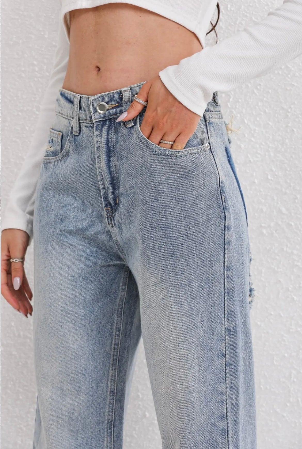 Indigo straight leg jeans