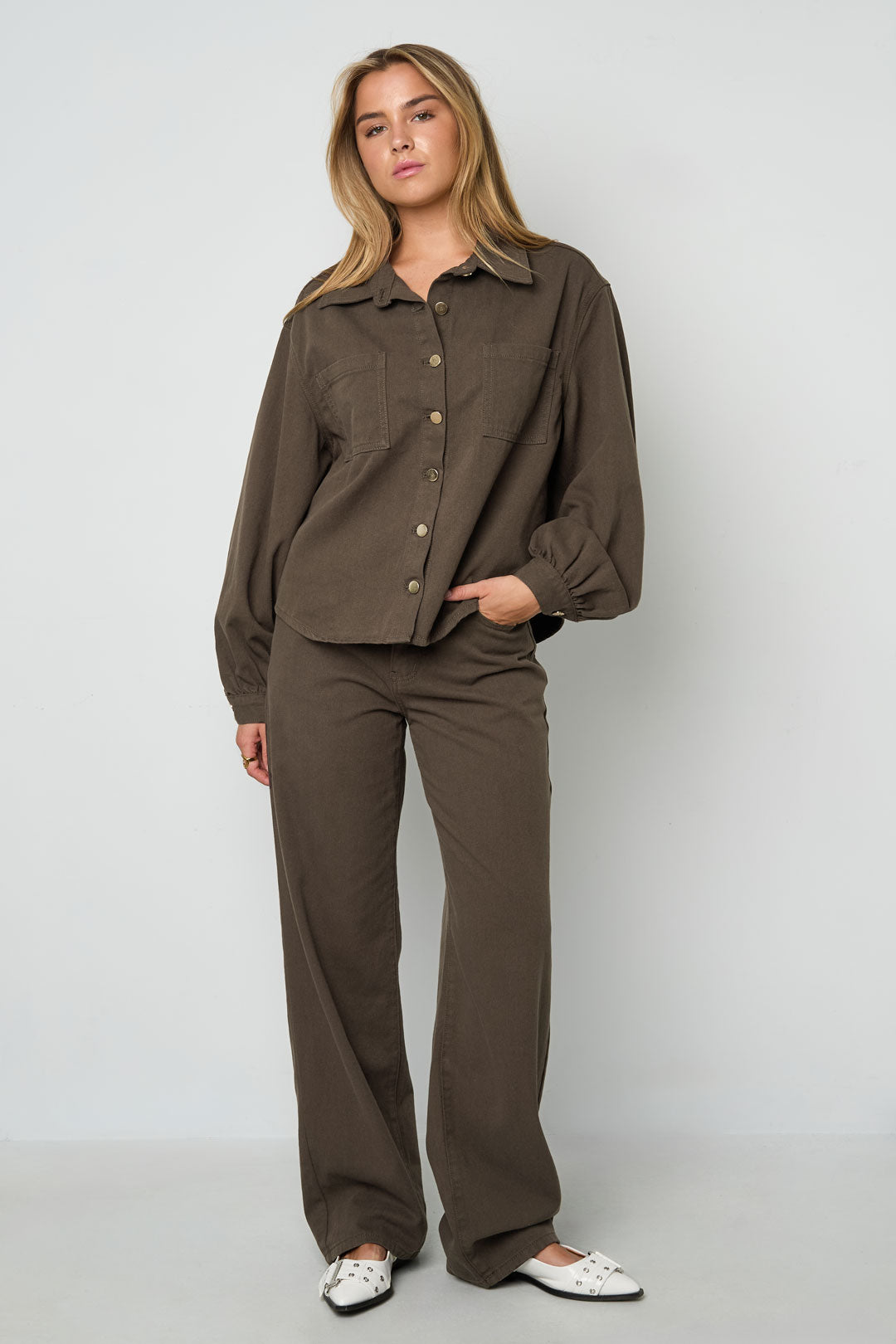 Geweven Katoen Vrouwen Jeansjack Casual Kleurcontrast