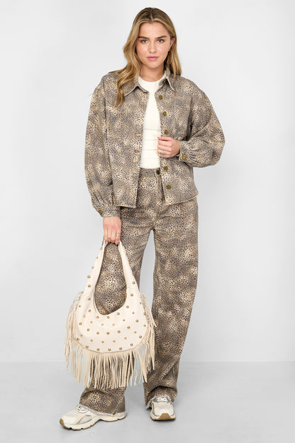 Geweven Katoen Vrouwen Jeansjack Casual Kleurcontrast