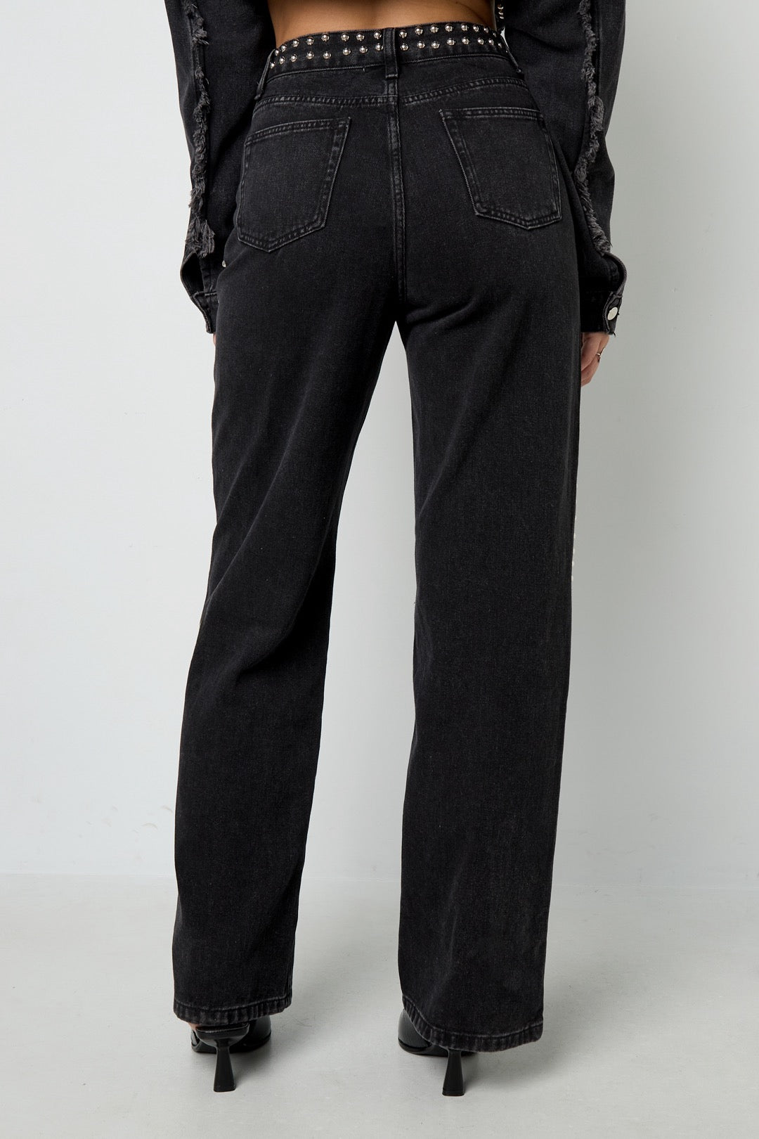 Studded jeans - black