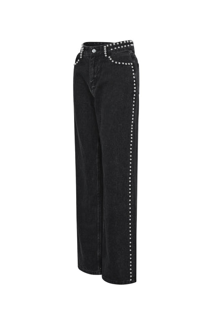 Studded jeans - black