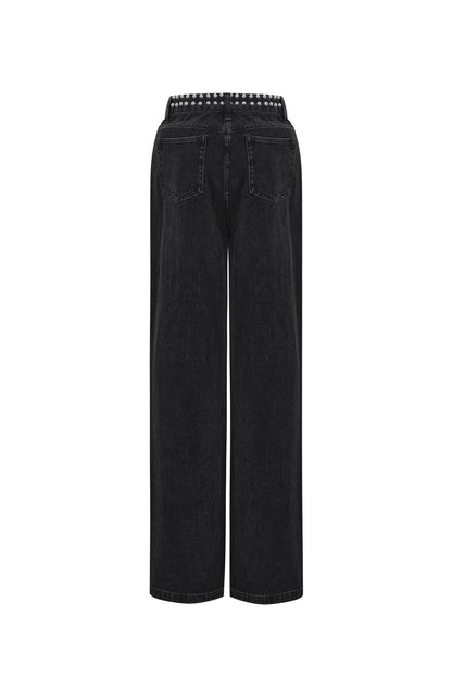 Studded jeans - black