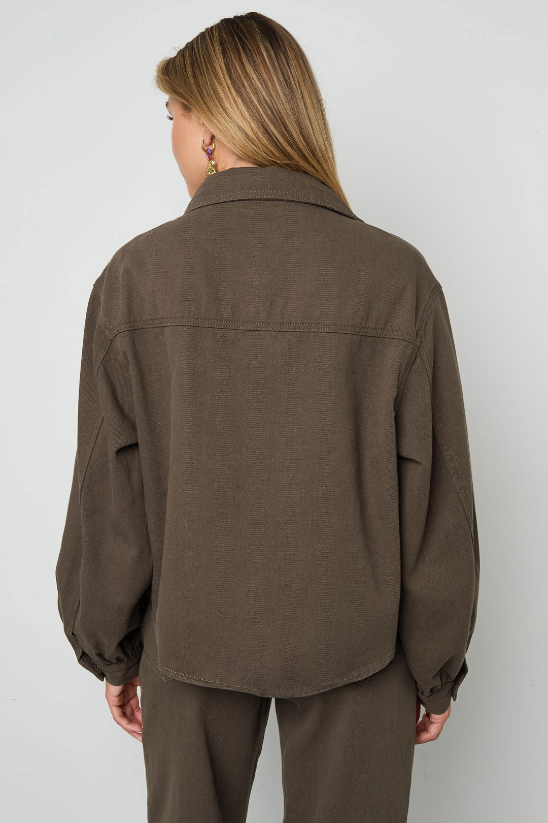 Geweven Katoen Vrouwen Jeansjack Casual Kleurcontrast