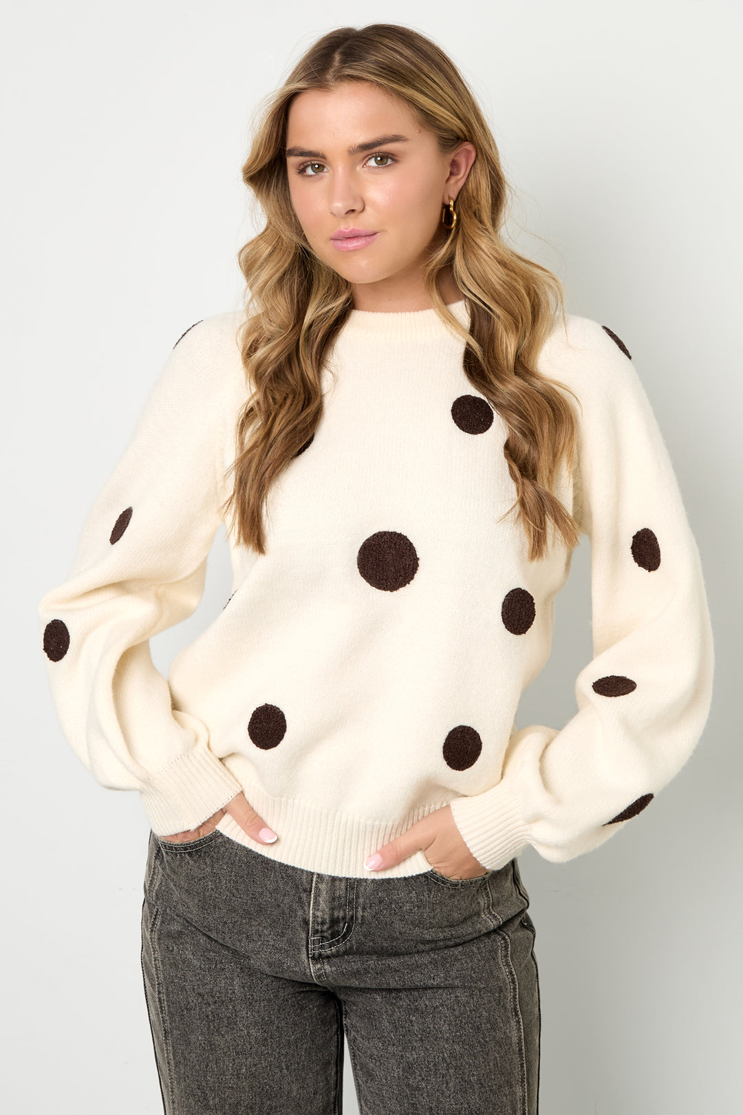 Gebreide Polyestervezel Vrouwen Truien Casual Polkadots
