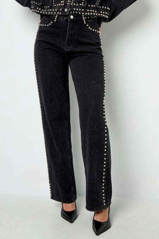 Studded jeans - black
