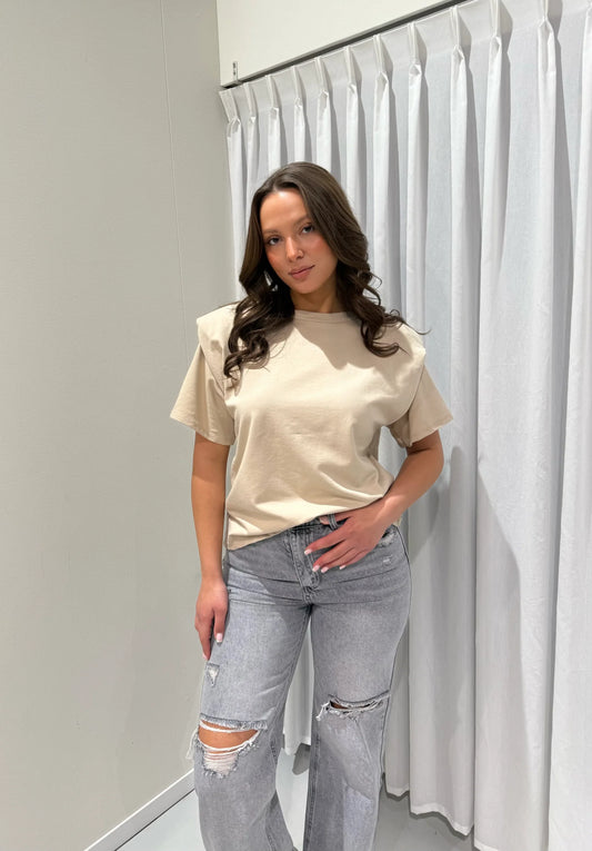 Shoulder padded T-shirt