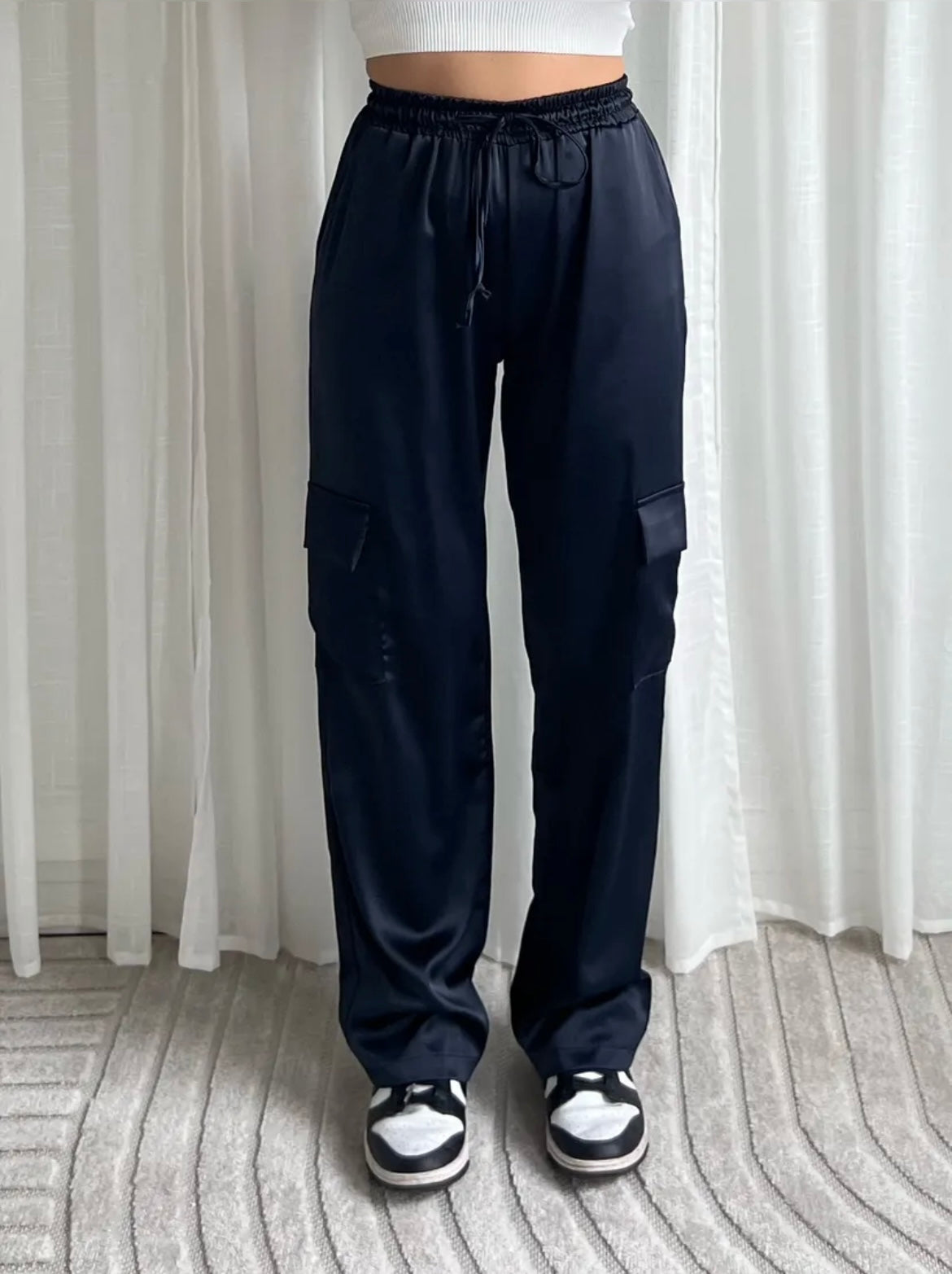 Satin cargo pants