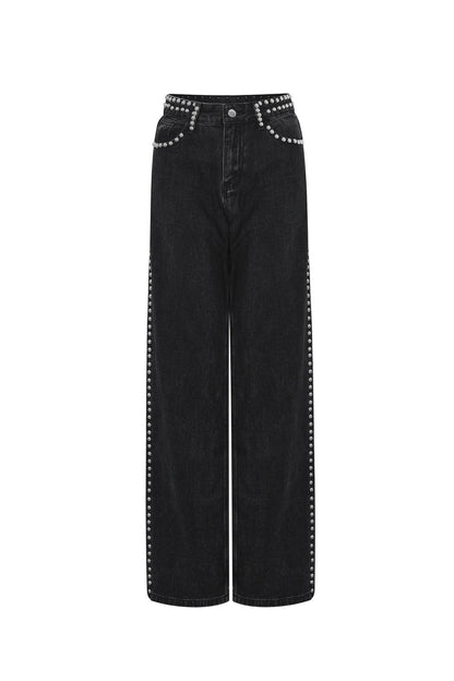 Studded jeans - black