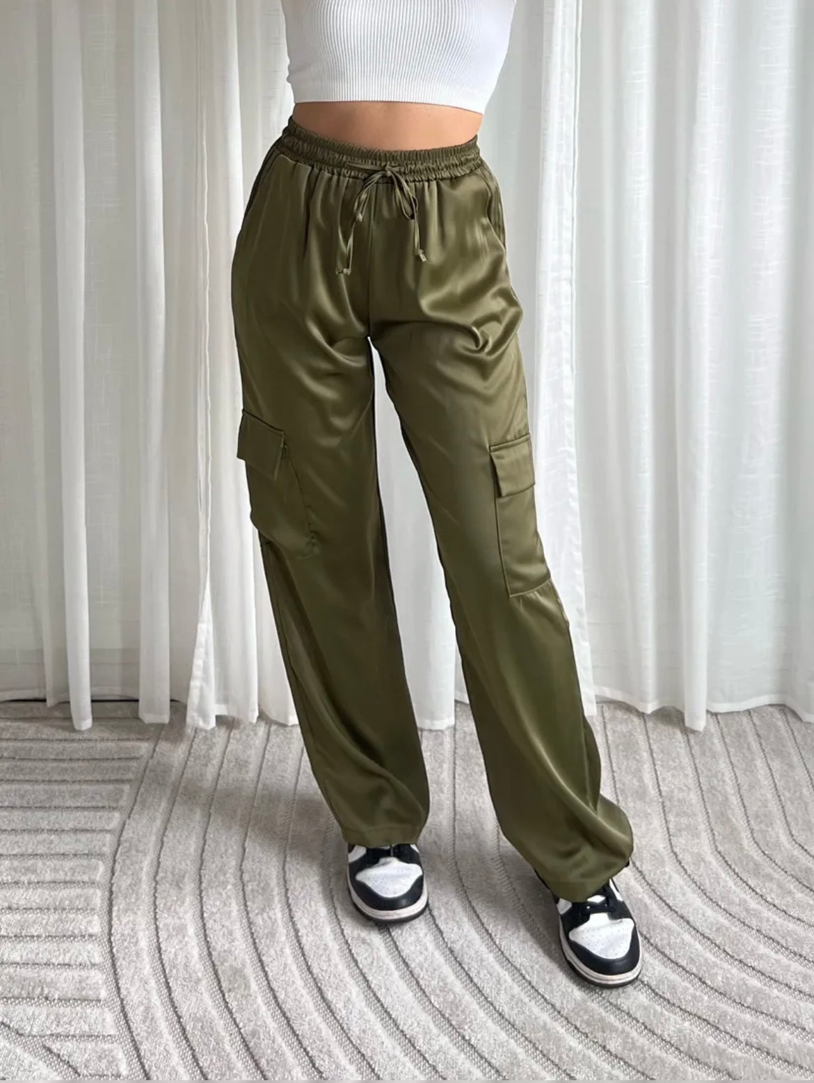 Satin cargo pants