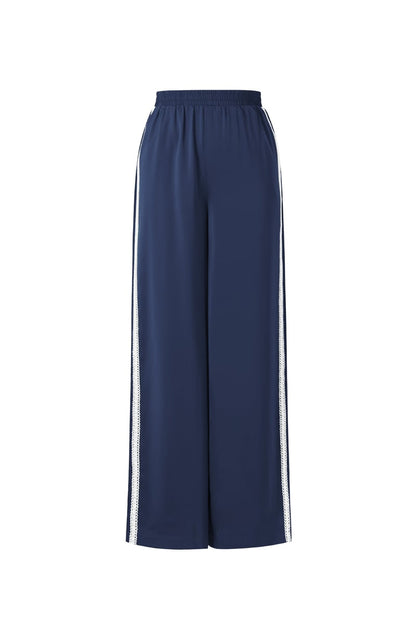 Sportieve broek met satijnen look