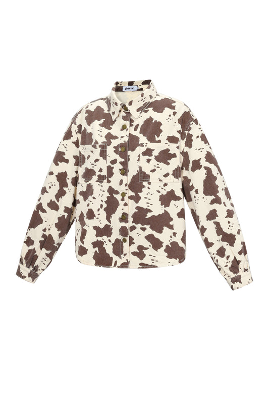 Geweven Katoen Vrouwen Jeansjack Casual Kleurcontrast