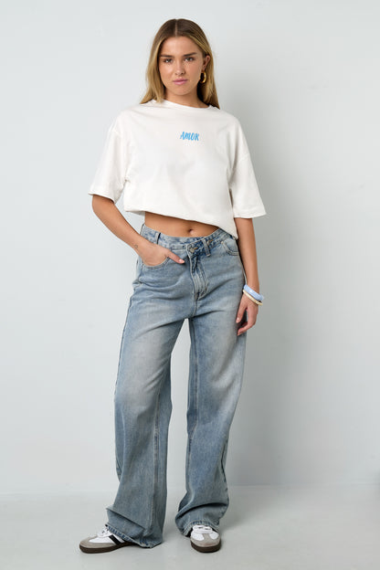 Katoen Gebreide Vrouwen T-shirt Casual Letters