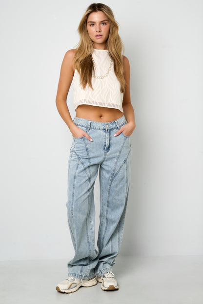 Cotton Blend Jeansbroek Casual Straight Light Indigo