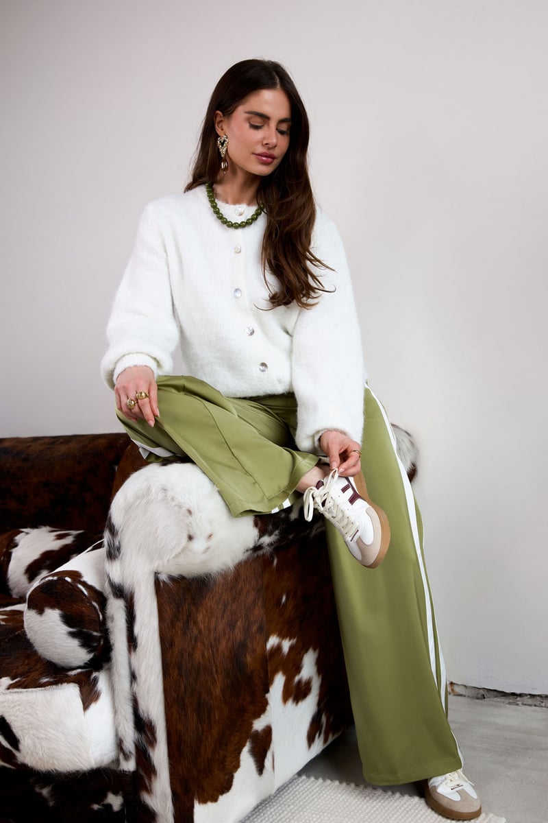 Satijnen broek met strepen