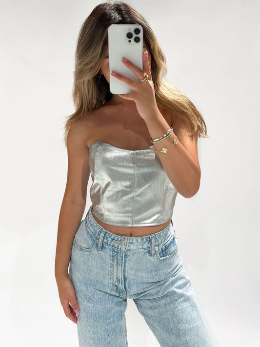 Metallic corset top