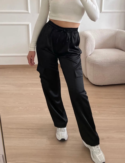 Satin cargo pants